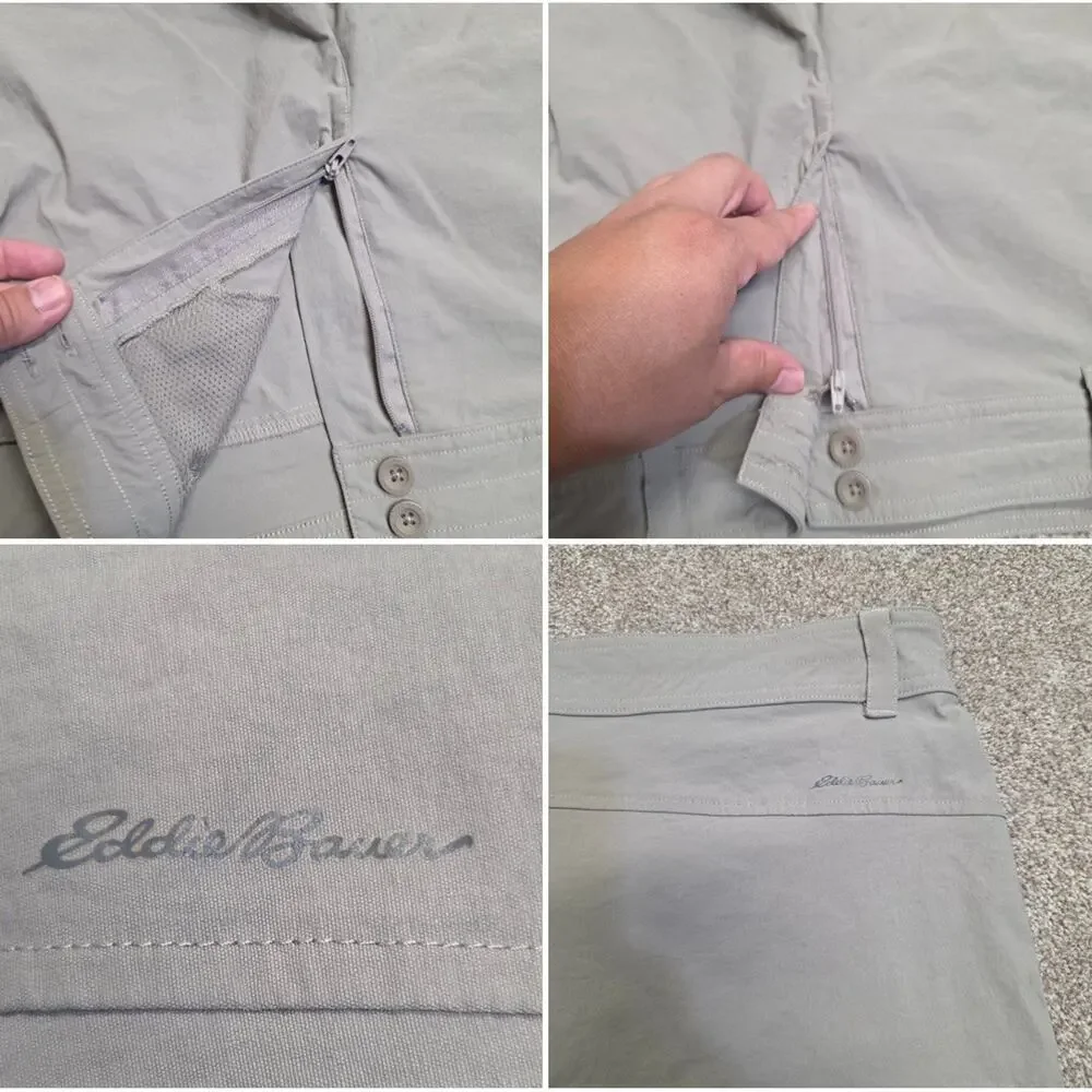Gorpcore Eddie Bauer Women's Hiking Plus Size Cargo Shorts 16 Gray Nylon Stretch